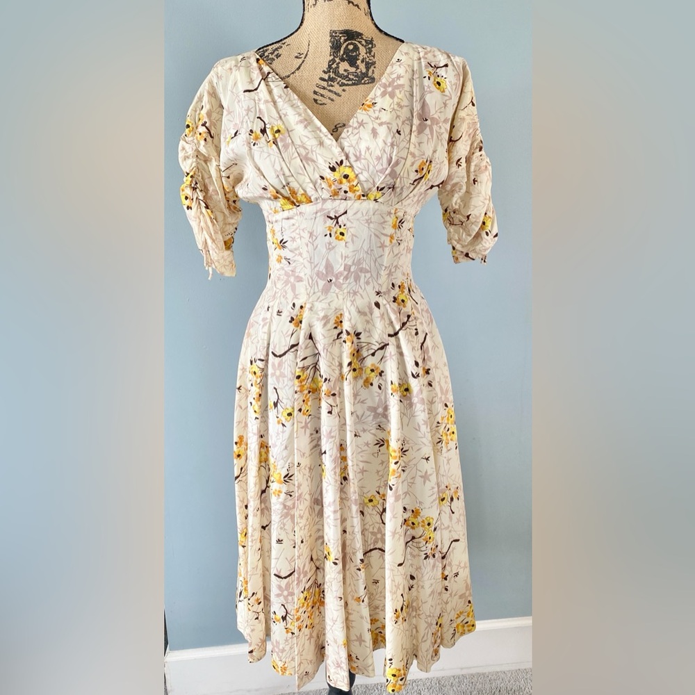 Gigi Young Originals Vintage 1950’s yellow floral fit and flare swing dress